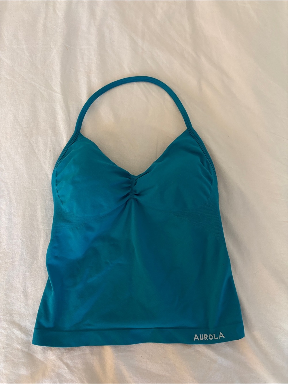 Vibrant Teal Halter-Style Swim Top
